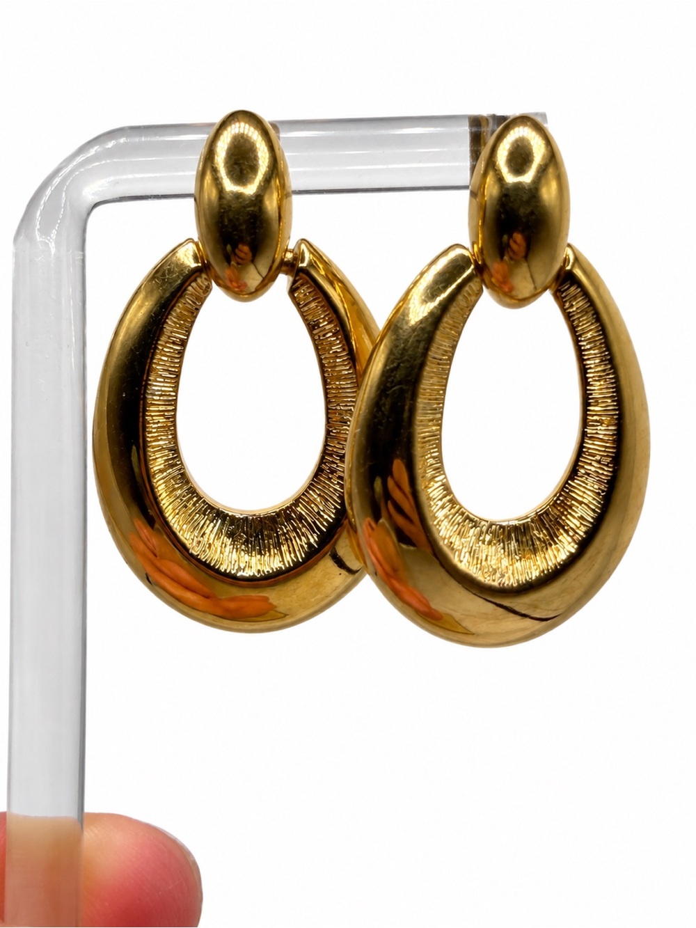 Monet Shiny Gold Hollow Hoop Drop Earrings